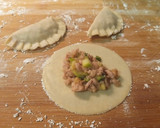 Foto del paso 8 de la receta: Gyozas de pollo, calabacín y cebolleta