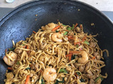 Cage free chicken noodles stir fry / mie goreng ayam kampung
