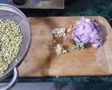 A picture of step 3 of Barnyard Milet (Bhagar) Mung bean papadi chat.