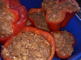 Morrones rellenos en estofado con papas