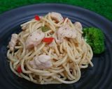 Foto langkah ke 6 dari resep Spaghetti Aglio Olio Ayam.