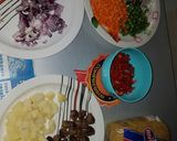 A picture of step 1 of Meat ball vegetable stir fry pasta.
