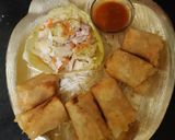 A picture of step 21 of Spring rolls with kimchi salad and schezwan sauce dip.