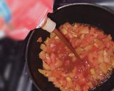 A picture of step 4 of Deep fried yogart cake with pizza red sauce🍝melt in mouth😋.