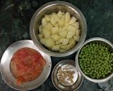 A picture of step 1 of Aloo matar (potato peas).