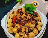 Foto langkah ke 5 dari resep Telur Jamur Teriyaki Pedas.
