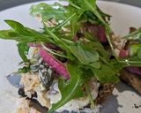 A picture of step 8 of Crab + asparagus salad (on toast).