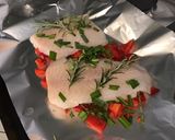Une image de l'étape 7 de Filets de loup de mer au poivron rouge,citron confit et herbes aromatiques.