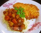 รูปขั้นตอนการทำที่ 7 ของ สปาเก็ตตี้แกงกะหรี่ไก่ทอด