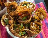 A picture of step 5 of Chatpata Stuffed Masala Papad Cones.