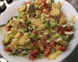 A picture of step 18 of Warm Potato and Asparagus Salad with Bacon, Tomatoes, and Sweet Onion.