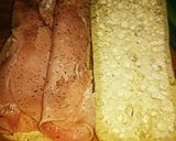 A picture of step 1 of Tex's Ham, Turkey, Swiss, and Chorizo Panini 🐷🦃🧀🍞.