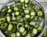 A picture of step 1 of Karela achar (mom' s recipe).