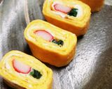 A picture of step 6 of Bento-Style Tamagoyaki with Imitation Crab.