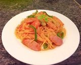 Hình bước làm 3 của món Napolitan Spaghetti (Mì Ý kiểu Nhật)