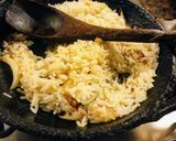 Foto del paso 6 de la receta: Gambones con ajo fermentado en miel y timbal de arroz al curry