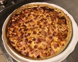 Une image de l'étape 12 de Quiche « pas Lorraine » au jambon blanc,oignon de roscoff et feta grecque (pâte brisée au basilic).