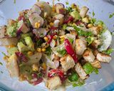A picture of step 4 of Cowboy Steak with Charred Corn Panzanella.