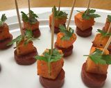 A picture of step 4 of Butternut squash & chorizo canape.