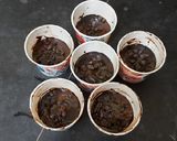A picture of step 2 of Chocolate cup cakes with harshley Syrup and choco chips.