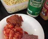 A picture of step 2 of Italian spaghetti pasta salad.