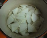 A picture of step 1 of Basic Japanese Simmered Daikon and Fish Cakes.