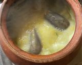 A picture of step 4 of Korui Begun diye Moong Dal / Moong Dal with Small Eggplants for lunch in Thakurbari style.