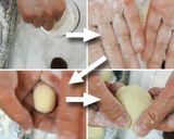 A picture of step 7 of Wagashi "Komugi-Manju" with a Fresh Herb.