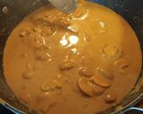 A picture of step 7 of Pan Seared Chicken Breast smothered in a Crimini Mushroom Sauce.