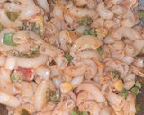A picture of step 6 of Chifferi -continental dinner in my Desi videsi mix style.