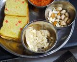 A picture of step 1 of Shahi Gajar Pak sandwich.