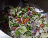 A picture of step 2 of Jau Dalia veggies khichadi (barley veg pulav).