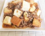 A picture of step 6 of Easy! Mapo Tofu with Fried Tofu and Chili Oil.