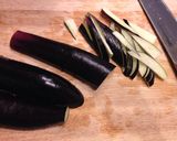 A picture of step 1 of ☆Easy☆ Quick Pickled Eggplant and Cucumber.