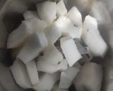 A picture of step 2 of Purple yam halwa with coconut milk.