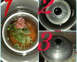 Foto langkah ke 2 dari resep Mpasi nasi tim daging sapi.