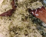 A picture of step 7 of Arroz Verde (Mexican green rice).