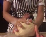 A picture of step 5 of Black and White Conchas 🤍.