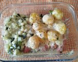 Foto del paso 11 de la receta: Salchichas o Longanizas Frescas de Pollo con Papas y Calabacín en Salsa al Roquefort