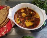 A picture of step 7 of Beef Aloo gosht.