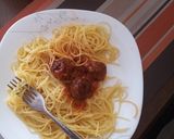 A picture of step 6 of Spaghetti and meatballs.