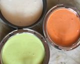 A picture of step 1 of Tadka style tri colour steam dhokla.