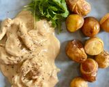 Une image de l'étape 4 de Escalope de dinde à la crème, pomme de terre grenailles.