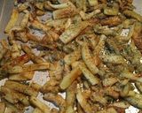 A picture of step 5 of Eggplant Chili-Fries or Chili over Fried Eggplant.