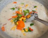 A picture of step 5 of Cheesy and Creamy veggie white sauce penne pasta (with fresh cream, cheese and seasonings).