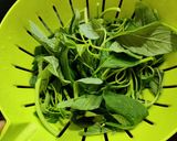 A picture of step 1 of Chaulai saag (Amaranth leaves fry).