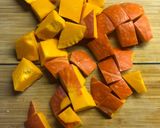 A picture of step 2 of Miso roasted squash with ginger garlic tofu and greens - vegan.