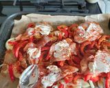 A picture of step 2 of My tray baked chicken fajita dinner.