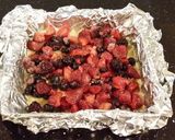 A picture of step 5 of Fresh Berrie Crumble Bars with White and Milk Chocolate Glaze.