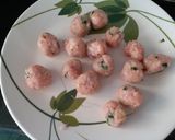 A picture of step 3 of American choupsey with chicken balls.